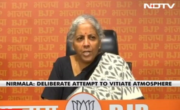Union Finance Minister Nirmala Sitharaman addressing the press conference